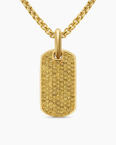 Chevron Tag in 18K Yellow Gold with Yellow Sapphires, 27mm